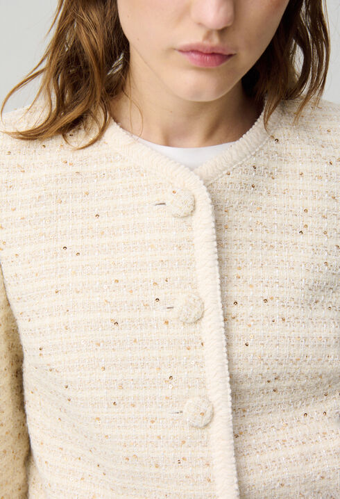 Chaqueta corta de tweed con botones