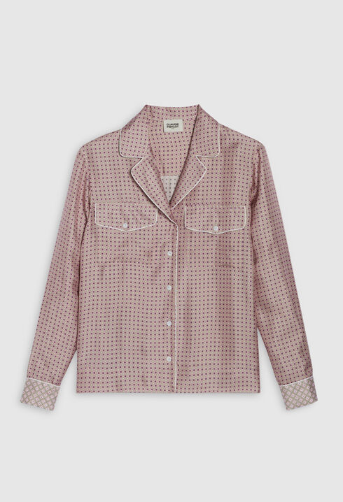 Camisa de seda en rosa pálido