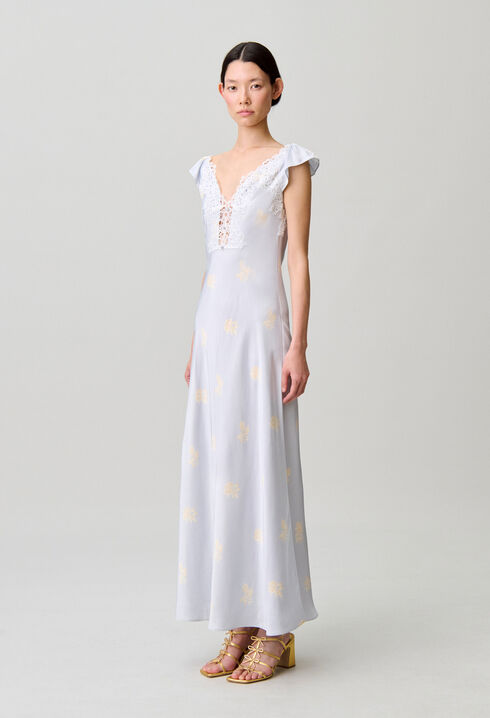 Vestido satinado de flores
