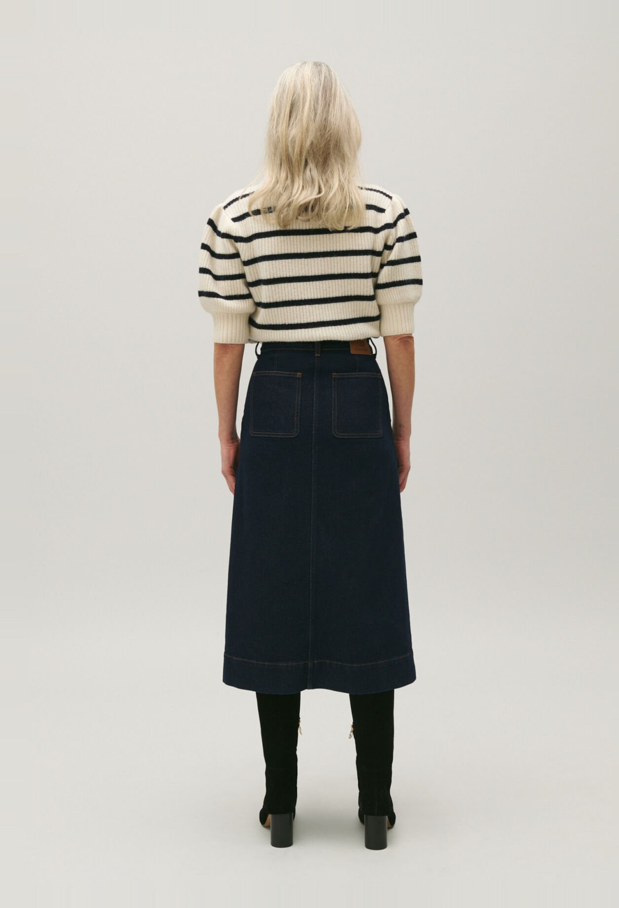 Falda midi vaquera azul