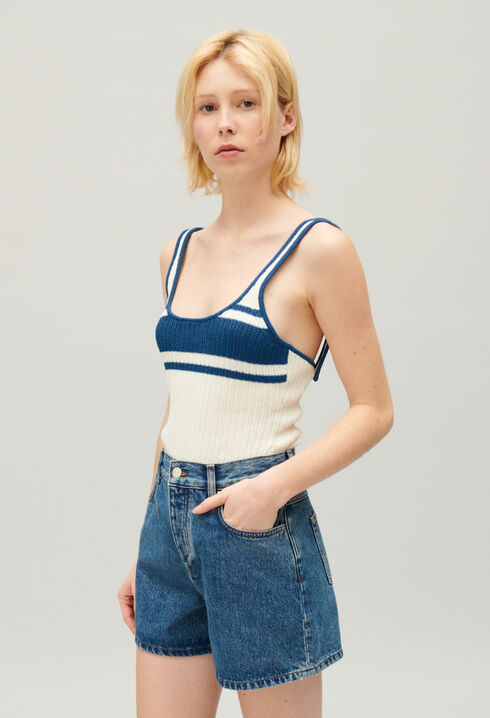 Camiseta de tirantes de punto crudo