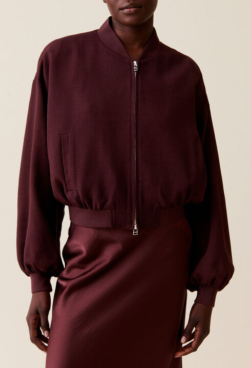 Bomber fluido capuchino cremallera