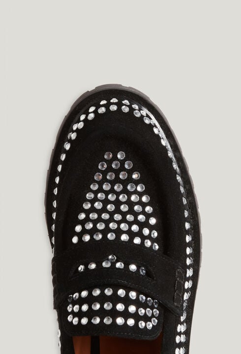 Mocasines de cuero con estrás