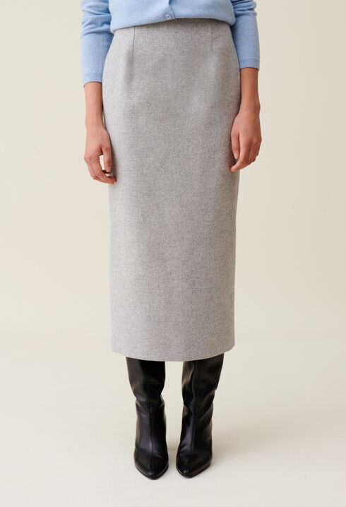 Falda lápiz gris de talle alto