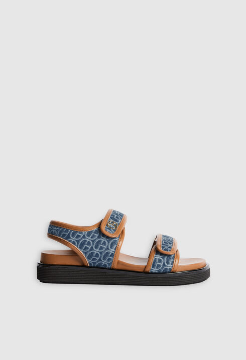 Sandalias vaqueras monograma CP azul