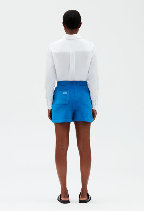 Pantalon corto de felpa azul