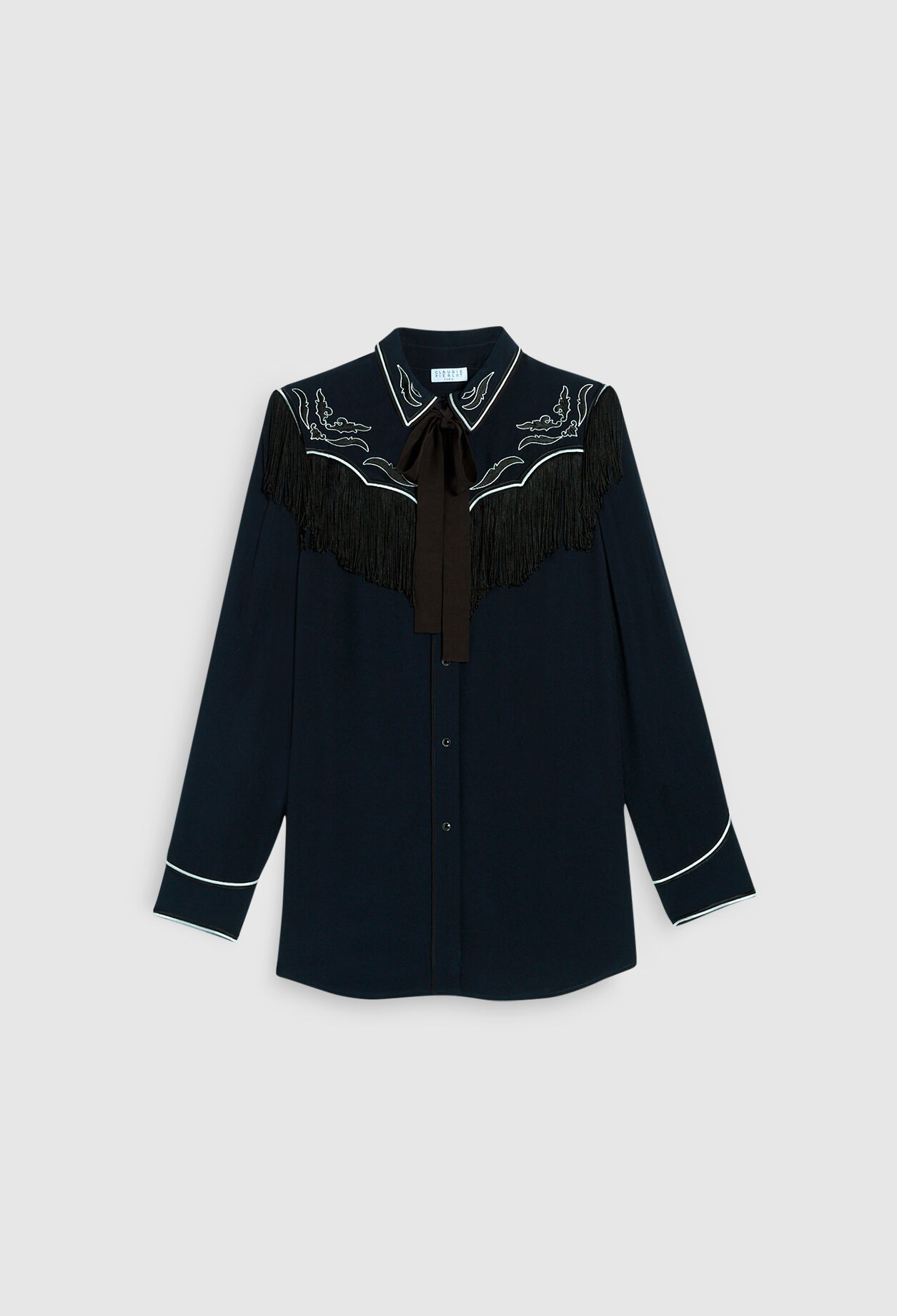 Top de manga larga con cuello clásico