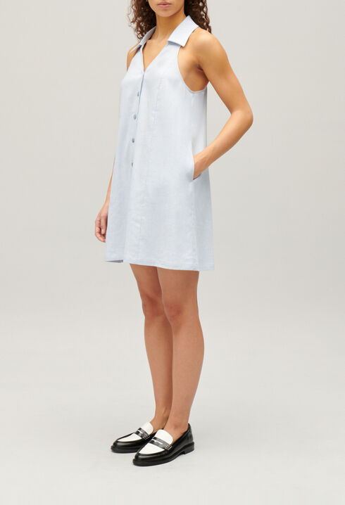 Vestido corto babydoll abotonado