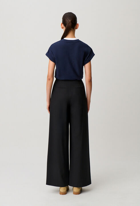 Pantal&oacute;n ancho plisado negro