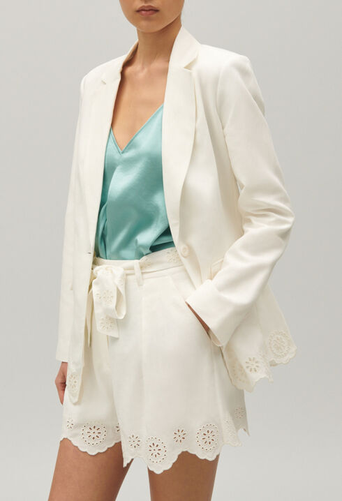 Chaqueta de traje mezcla de lino crudo