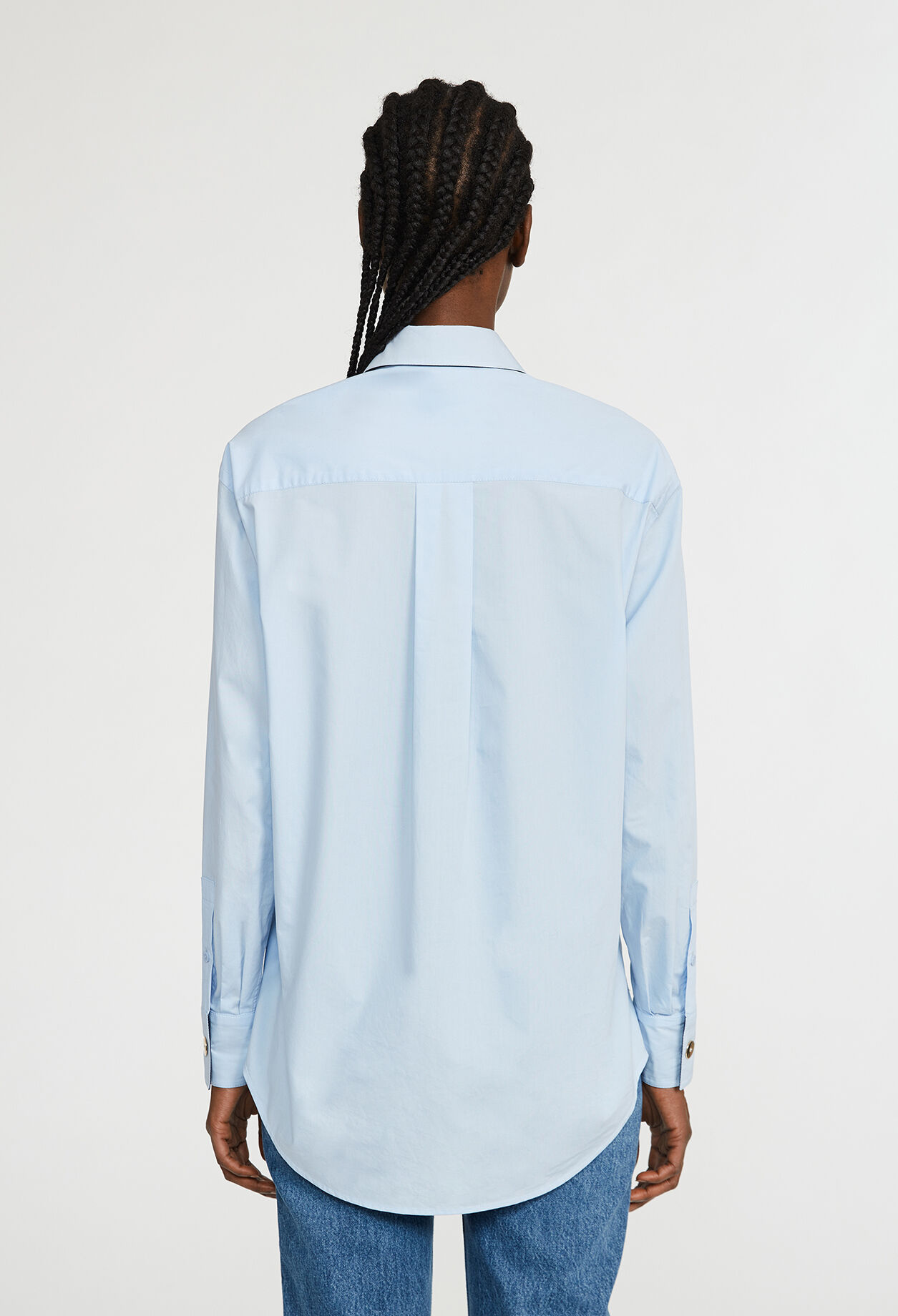 Camisa de algodón azul claro manga