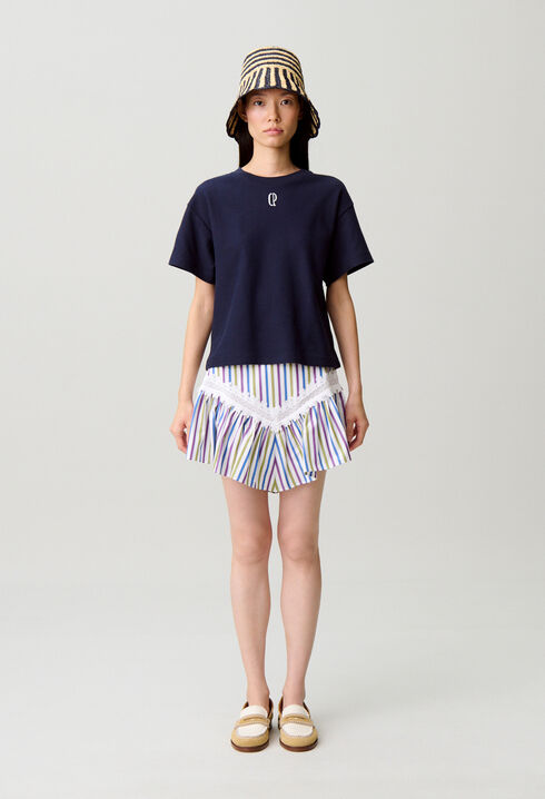 Falda corta de rayas