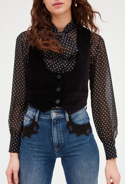 Chaqueta de traje de terciopelo negro
