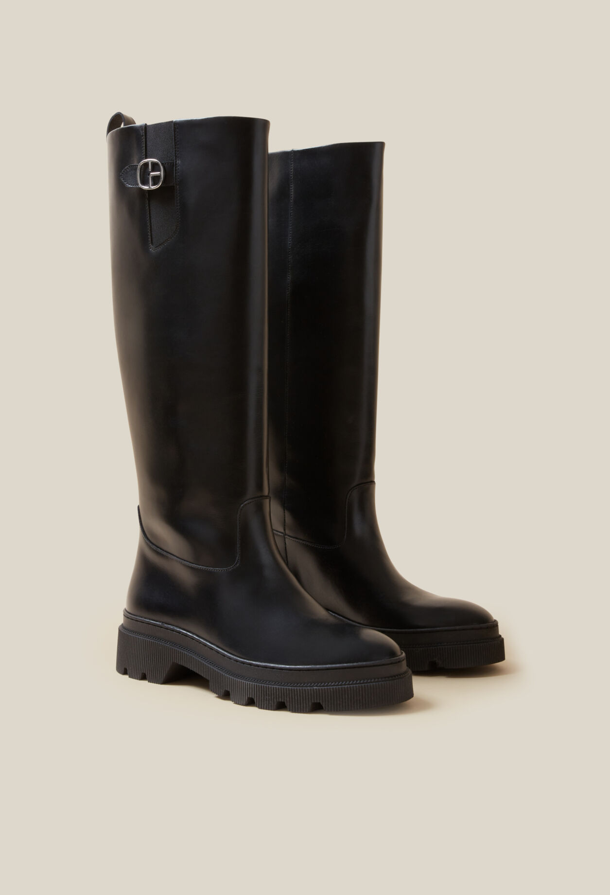 Botas altas de cuero liso