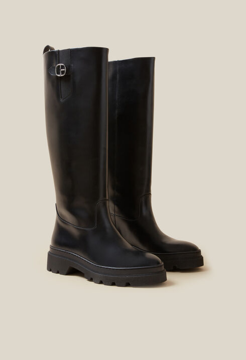 Botas altas de cuero liso