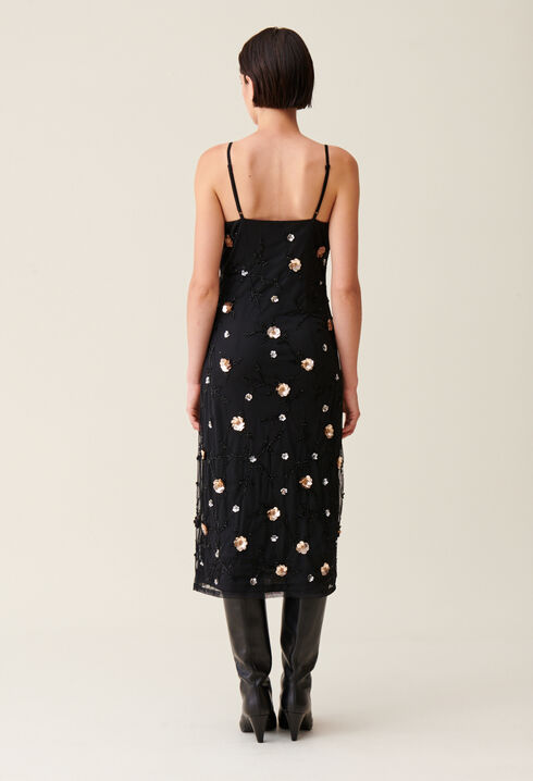 Vestido largo fluido lentejuelas
