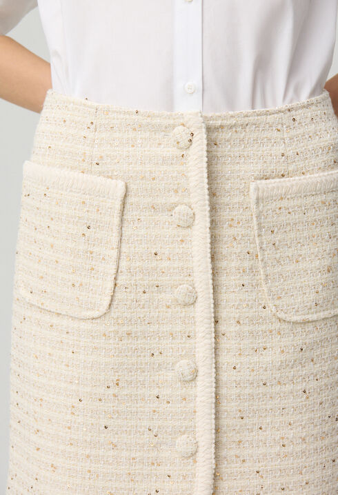 Falda corta de tweed con botones