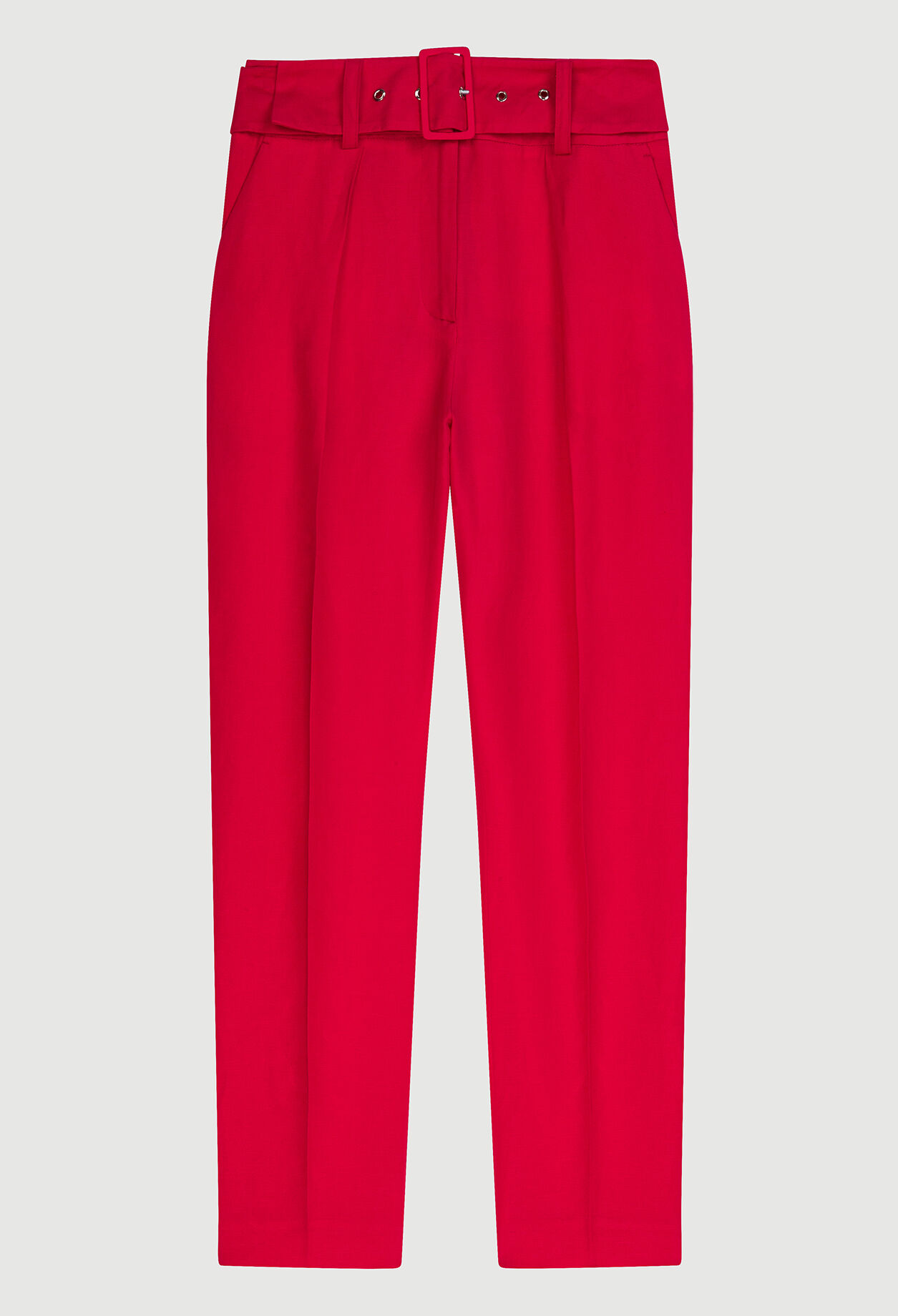 Pantalón de traje con cinturón fushia
