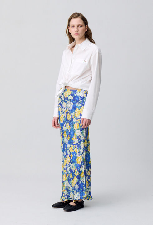 Falda midi de flores