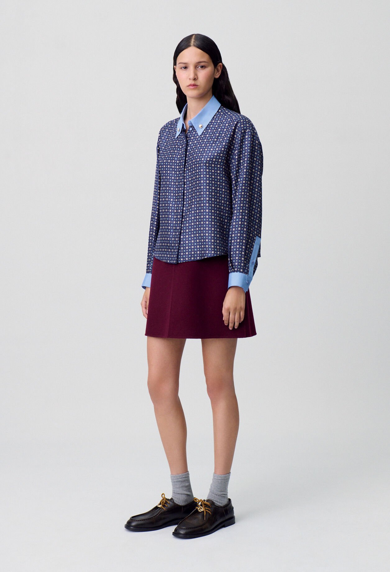 Camisa de seda estampada