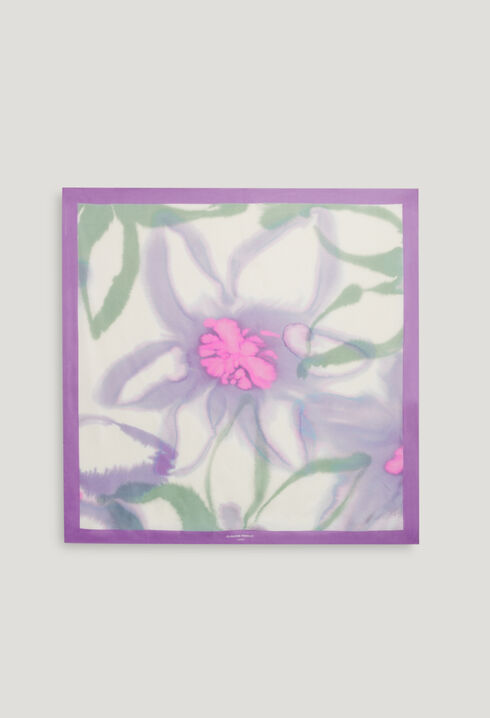 Fular de seda estampado lilas