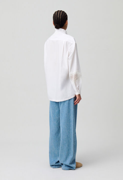 Camisa algodón cuello volante