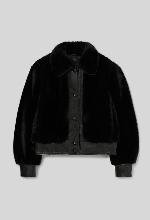 Chaqueta corta de pelo sint&eacute;tico
