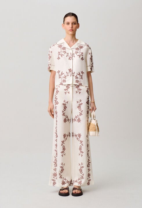 Pantal&oacute;n ancho de flores
