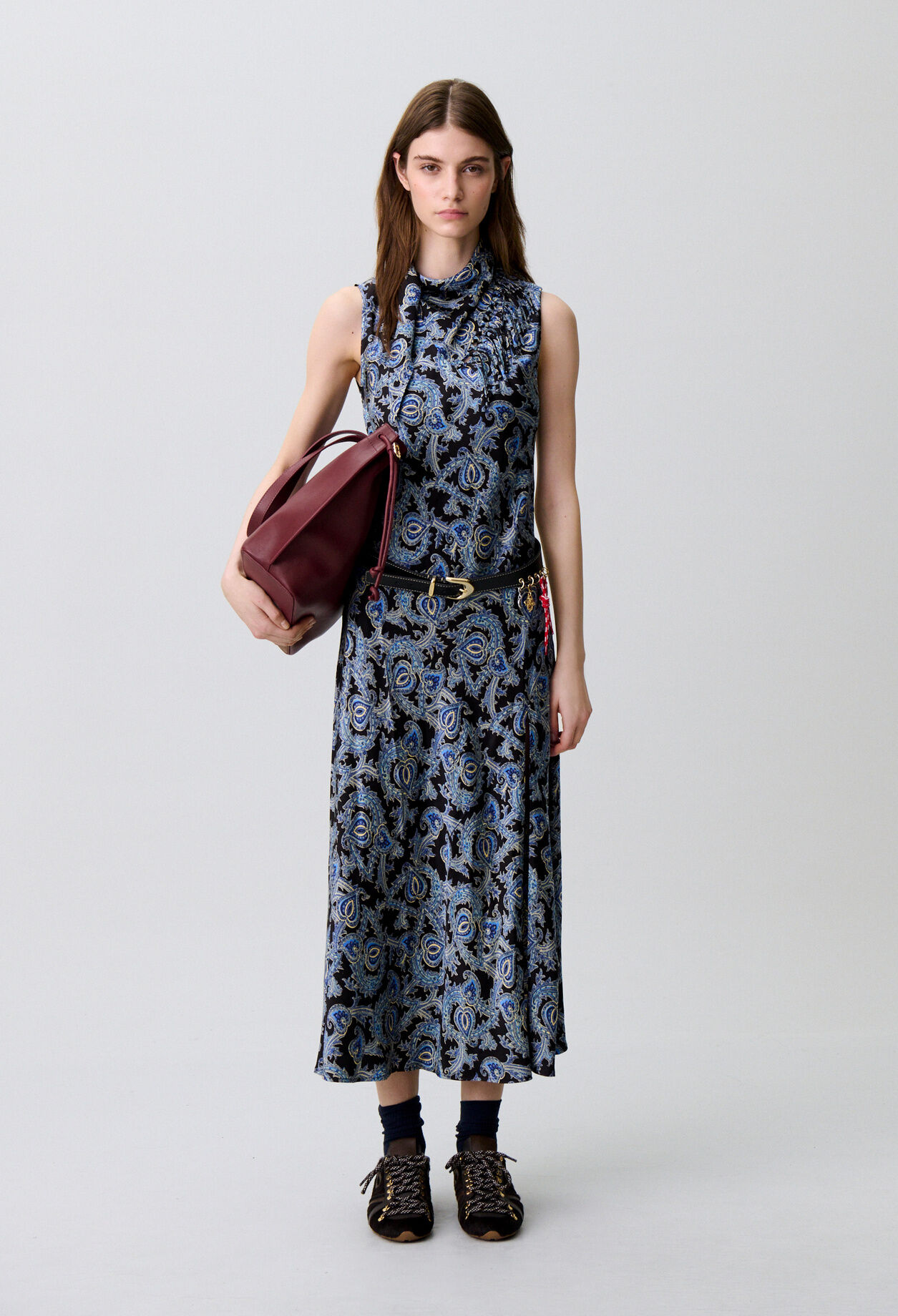 Vestido fluido satinado estampado