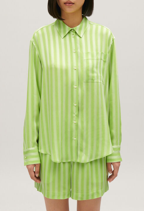 Camisa suelta de rayas matcha