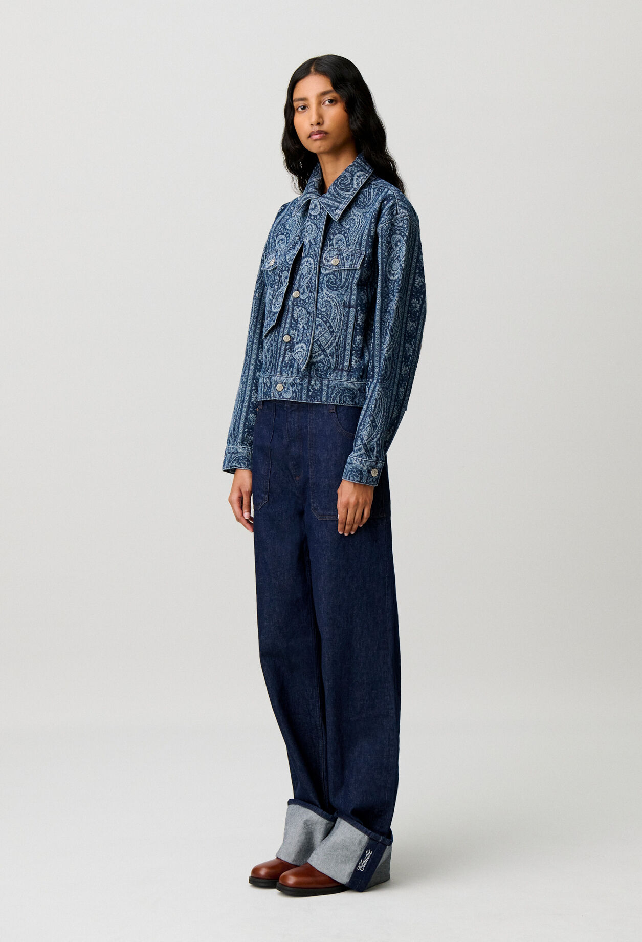 Chaqueta de denim estampada