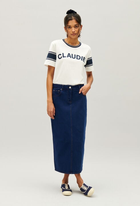 Camiseta Claudie azul y blanca