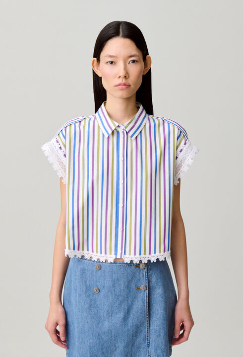 Camisa a rayas con encaje