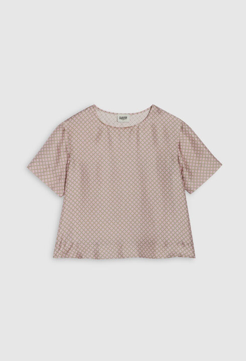 Blusa de seda estampada en rosa