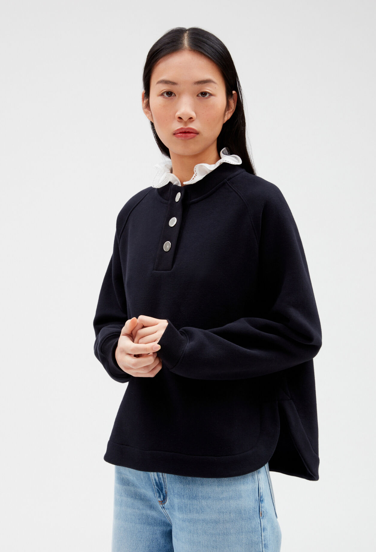 Sudadera con cuello extraíble azul