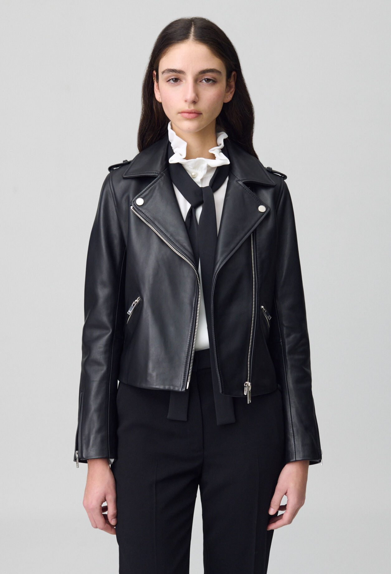 Chaqueta de piel lisa