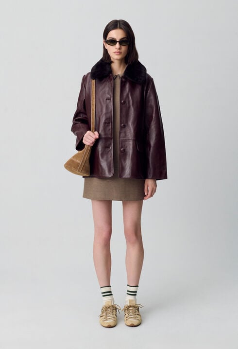 Chaqueta de cuero estilo oversize