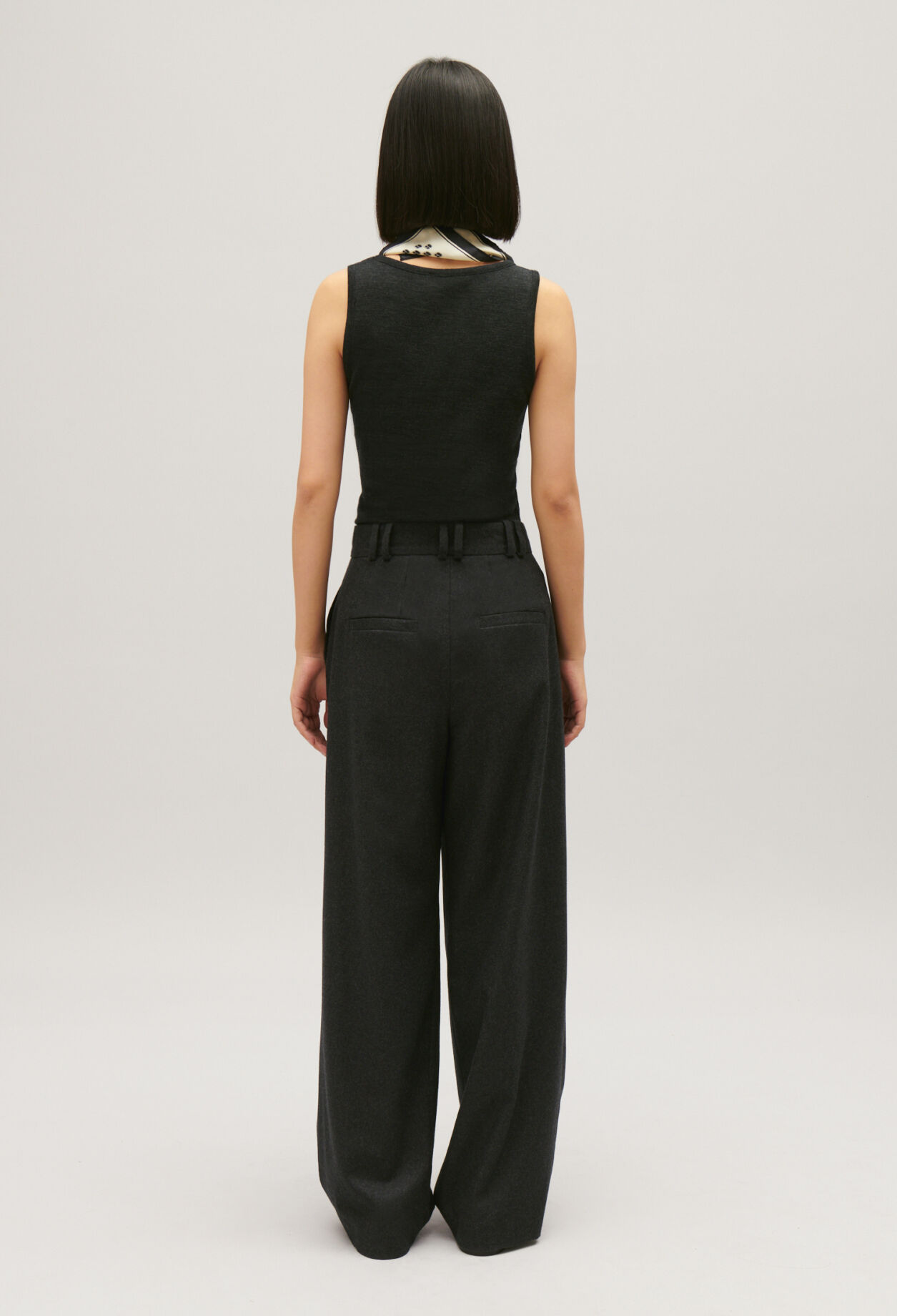 Pantalón ancho gris chiné