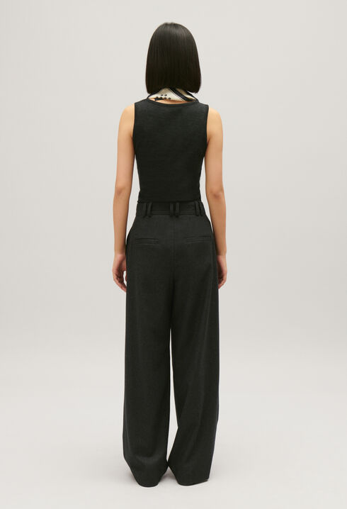 Pantalón ancho gris chiné