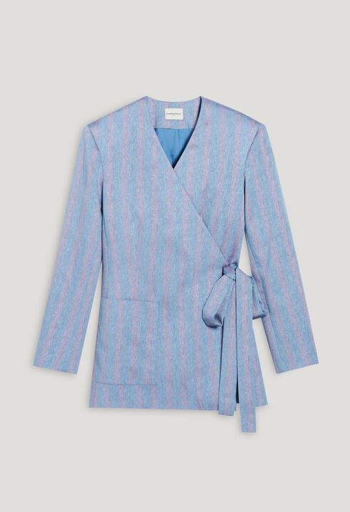 Chaqueta kimono con rayas azul