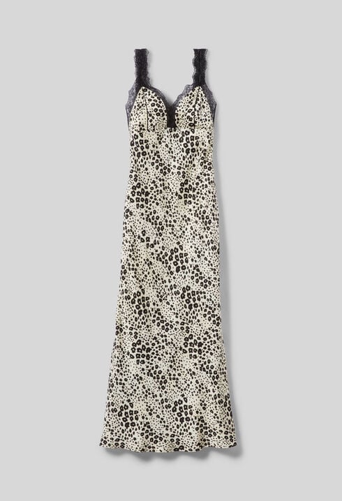 Vestido de sat&eacute;n estampado animal