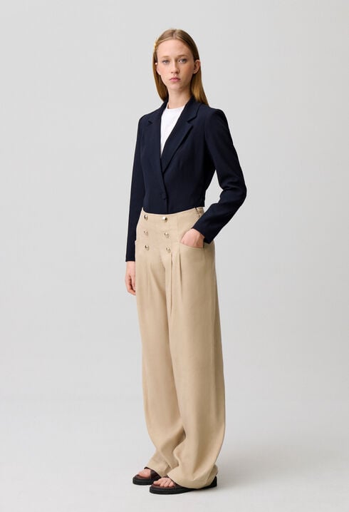 Pantal&oacute;n de lino con botones