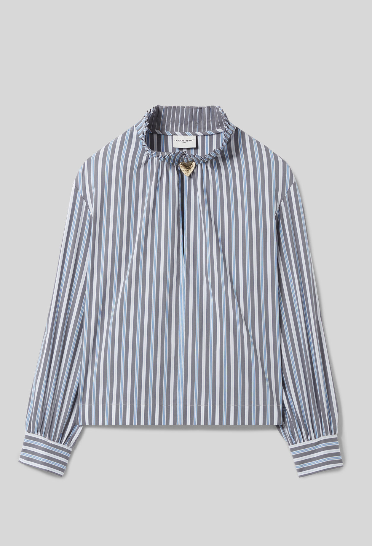 Blusa de rayas cuello victoriano