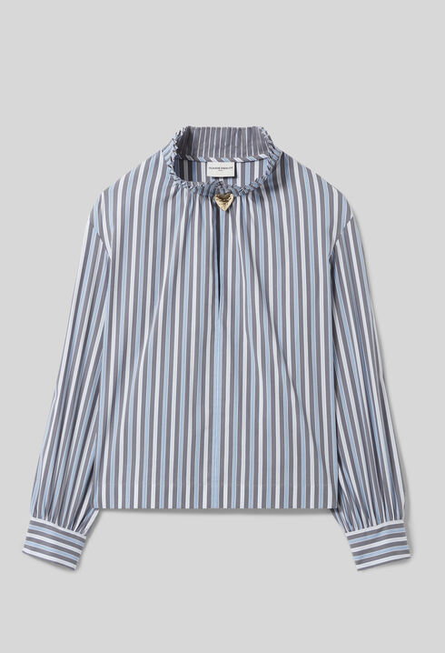 Blusa de rayas cuello victoriano