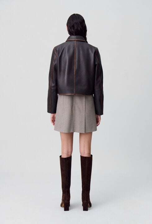 Chaqueta corta de cuero envejecido
