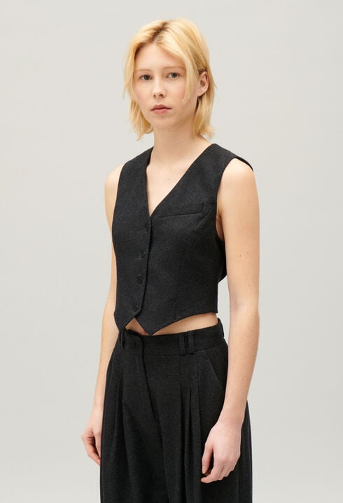 Chaleco traje gris chiné