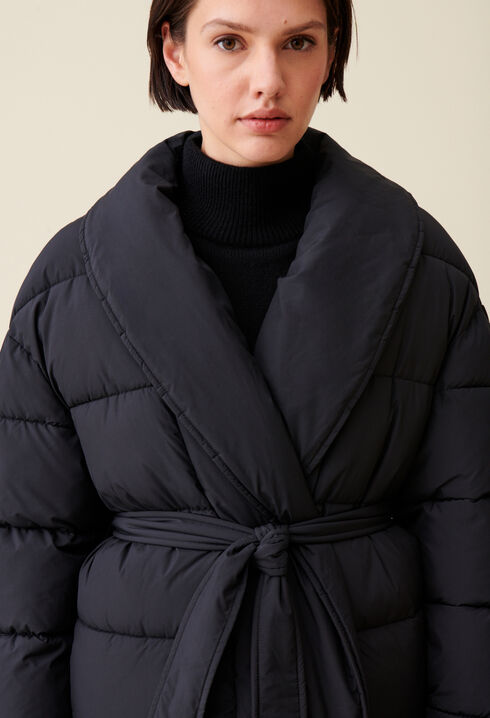 Chaqueta cuello chal con cinturón