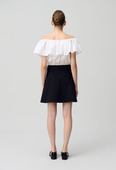 Vestido corto de dos tejidos
