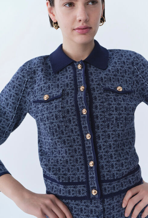 Cárdigan monograma CP cuello camisa
