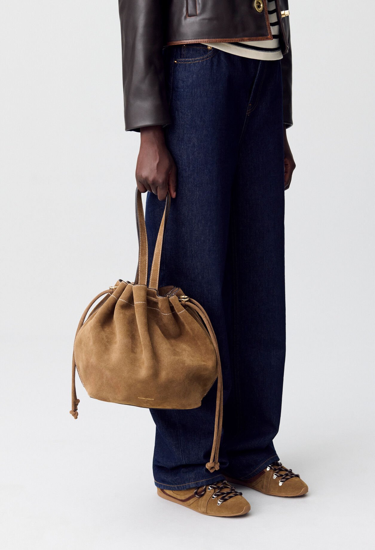 Bolso tote de cuero de ante